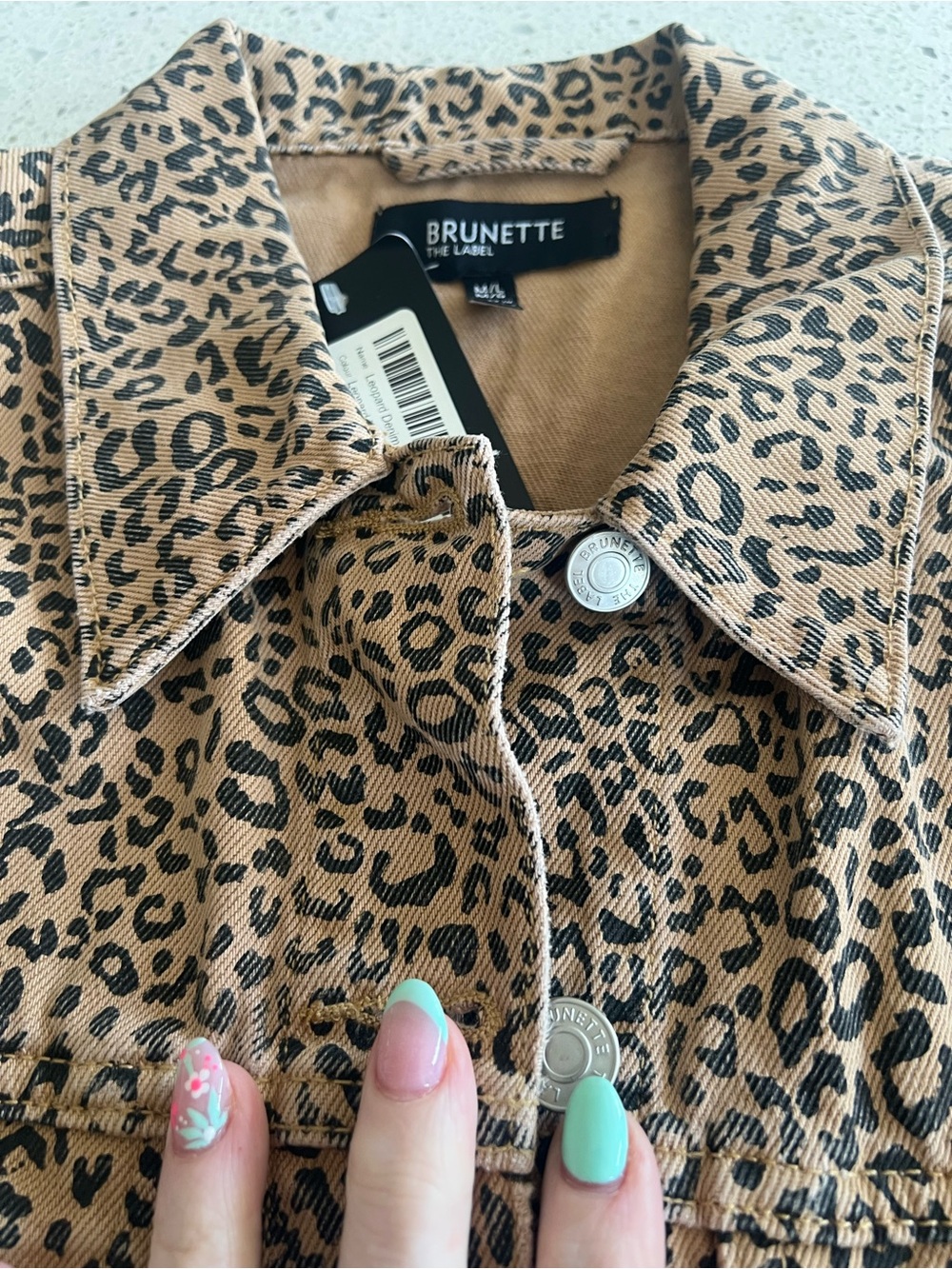 Brunette the Label -Lindsay Leopard Denim Jacket (NWT) M/L *see photos for info - Picture 12 of 16